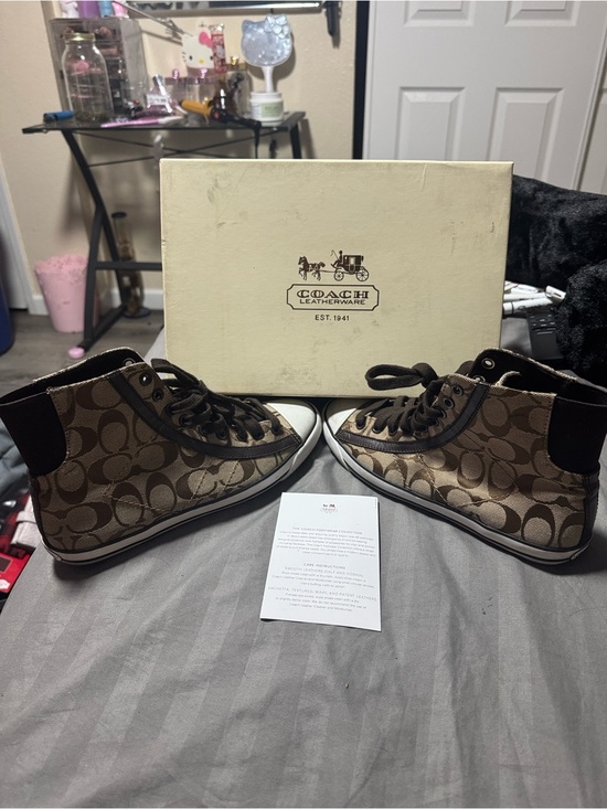 Coach Shoes - Coach Brown Signature Canvas Matilda women’s  High-Top Sneakers size 7/ 1/2